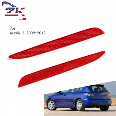 Pair Left & Right Side Red Rear Bumper Reflector For Mazda 3 2008-2012 • $15.78