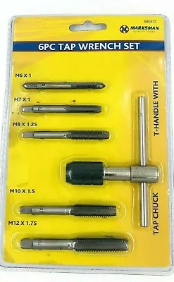 6pce TAP WRENCH & CHUCK SET TOOL STEEL T-HANDLE METRIC M6 M7 M8 M10 M12 AND DIE • £9.99