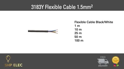 13amp Flexible Cable 3183y 1.5mm 3 Core Round Flex Electrical All Lengths • £7.99