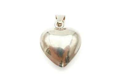 Vintage Mexico Sterling Silver 925 Jingle Hollow Puffy Heart Pendant  • $71.99