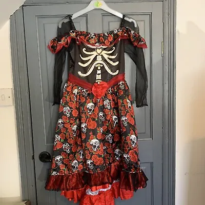 Mexican Sugar Skull Coco Halloween Fancy Dress Costume  - 11-12 Years • £8