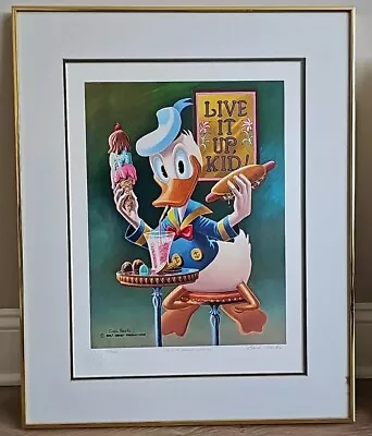 Disney Carl Barks Signed LE Donald Duck LIVE IT UP DONALD YOU'RE 50! #105/500 • $699.98