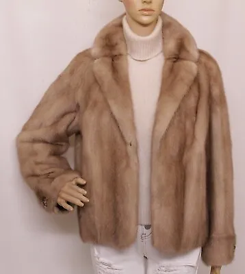 Real Mink Fur Pastel Light Brown Sable Hue Jacket Coat 8-10-12-14 Uk/m Visone • £239