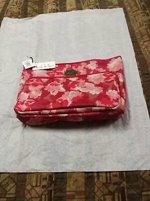 Nicole Miller Red & Pink Floral Makeup/Cosmetic/Toiletries Bag NEW • $13