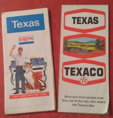 Vintage Texas Road Maps 1969 Texaco And 1978 Exxon • $16.94