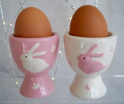 Gisela Graham Egg Cups With Easter Bunny On The Front In Pink Or White H7cm • £5.85