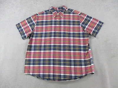 Ralph Lauren Shirt Men Extra Large Red Blue Plaid Madras Placket Popover Cotton • $34.99