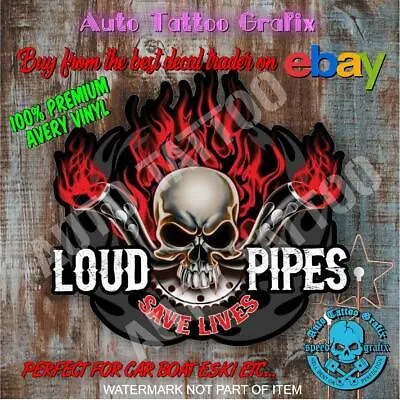 Loud Pipes Save Lives Decal Sticker Retro Hot Rod Rat Rod Motorcycle Stickers • $5.50