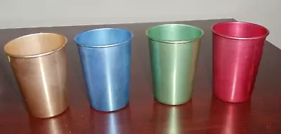 MCM Aluminum Tumblers Cups Mid-Century Vintage Set Of 4 Barware Drinkware • $24.95