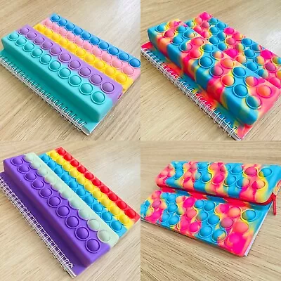 £9.99 • Buy Kids Notebook A5 Pencil Case Pop Popper Fidget Toy Push It Poppet Back To School
