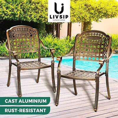 $269.90 • Buy Livsip Outdoor Furniture Dining Chairs Cast Aluminium Garden Patio Chairs X2