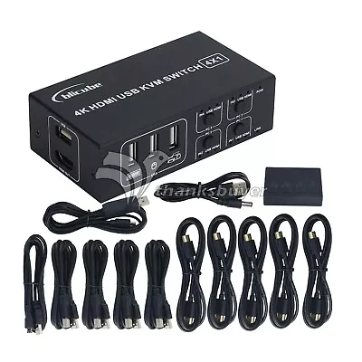 4K HDMI Switch 4 Port Switcher 4 In 1 Out USB KVM Display Support PiKVM/BLIKVM • $73.50