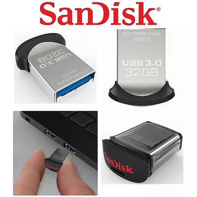 USB Drive 32GB 64GB 128GB 16GB SanDisk Ultra Fit 3.1 Flash Memory Stick SDCZ430 • $11.95