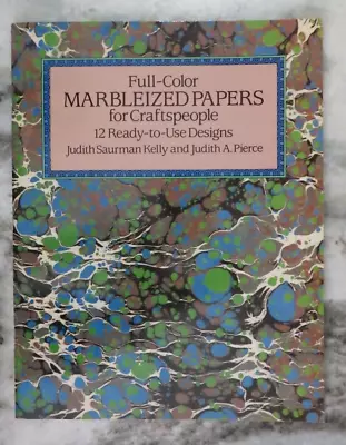 Vintage 1986 FULL-COLOR MARBLEIZED PAPERS For Craftspeople 12 Ready UN-USED • $7