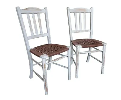 Antique Distressed Painted Woven Seated Church Chairs - Reclaimed Seats - UKAA • £20