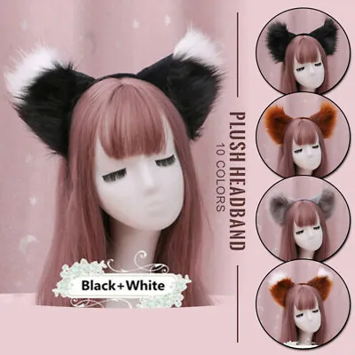 $9.22 • Buy Anime Christmas Cute Fox Wolf Long Fur Plush Ears Hairpin Cosplay Party Props