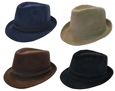 Fedora Trilby Gangster Fedora Bucket Hat Mens Women Corduroy Hat Cap • $15.99