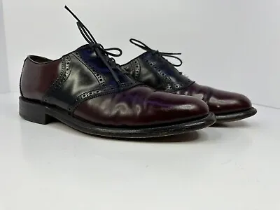 Vintage Hanover Mens Saddle Shoes Black Maroon Made In Usa Size 9.5 -Rare • $65