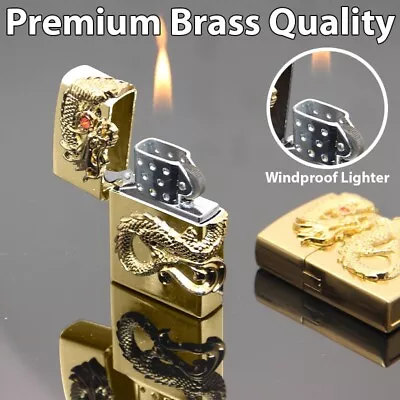 Premium Gold Dragon Lighter Luxury Zipp Stylish Windproof Torch Cigar Retro USA • $19.99