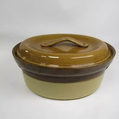 Unmarked Vegetable Tureen Serving Dish Lidded Brown / Beige Ceramic Vintage  • £12