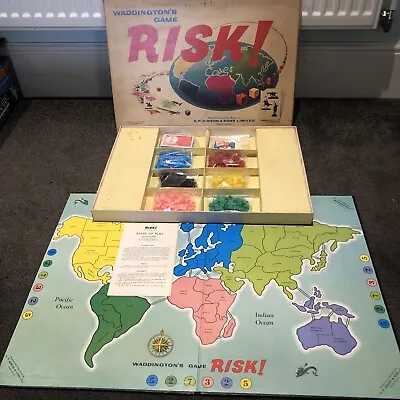 Vintage Original Risk Board Game Waddingtons 1960s White Box Edition - Complete • £30