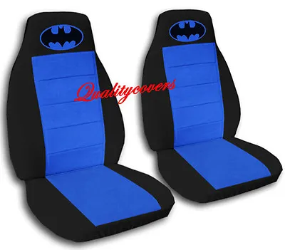 Batman Car Seat Covers In Blue & Black Velour Front Set • $94.99