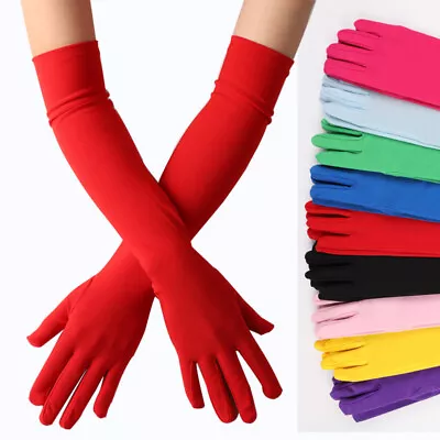 Womens Matte Long Gloves Opera Wedding Bridal Evening Party Prom Costume Gloves • $6.99