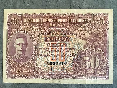 Malaya 1941 50 Cents Circulated • $5