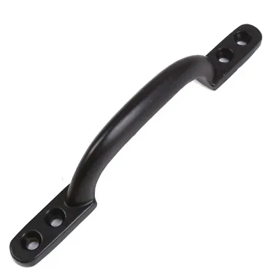 BLACK 6  HOT BED D HANDLE Outdoor Garden Shed Door Gate Cupboard Sash Pull 155mm • £4.60