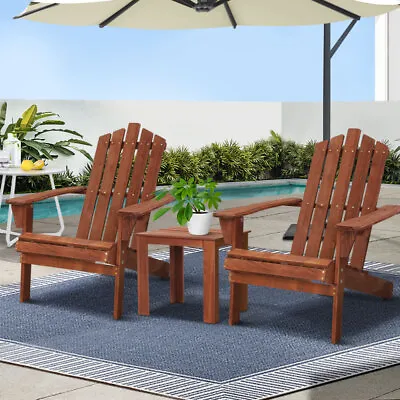 $199.95 • Buy Gardeon Outdoor Lounge Setting Beach Table Chairs Wooden Indoor Patio 3pc Set