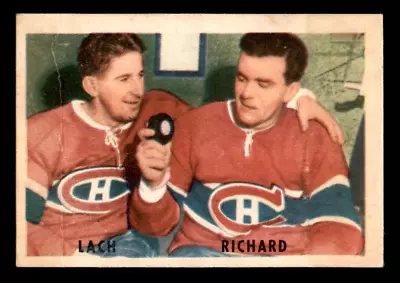 1953-54 Parkhurst #30 Elmer Lach/ Maurice Richard Canadiens VG (Creased) • $25.42