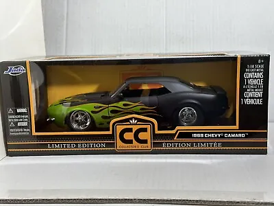 Jada 1968 Chevy Camaro Matte Black / Green Flame 1:18 Collectors Club Cc Diecast • $158.95