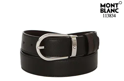 MONTBLANC 113834 Black And Brown Reversible Leather Belt With Free Gift • $228