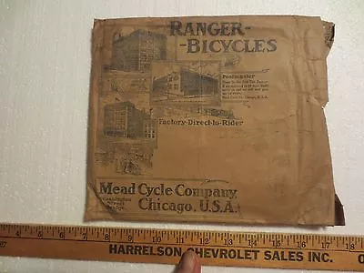 Ranger Bicycles Mead Cycle Co. Chicago Original Mailing Envelope Circa 1920s • $17.95