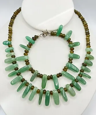 Aventurine And Labradorite Sterling Necklace And Bracelet Set • $34