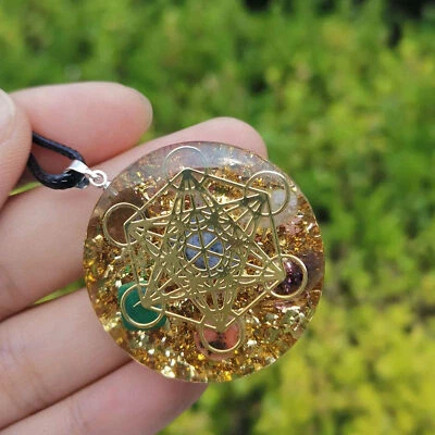$10.02 • Buy Metatron Cube 7 Chakra Gemstone Pendant Orgonite Necklace Orgone Sacred Geometry