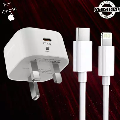 Genuine Super Fast Power Adapter Chargr 20W PD Plug Cable For IPhone 14/13/12/11 • £2.49