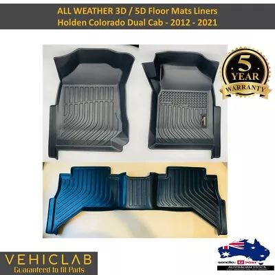 3D /5D TPE All Weather Floor Mats Liner For Holden Colorado Dual Cab 2012- 2021  • $195