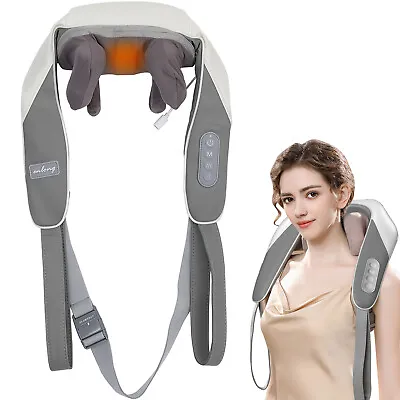 Deep Tissue 6D Neck Shoulder Massager Back Waist Heating Kneading Pain Relief • £35.99