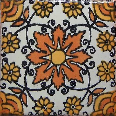  25 TILES Ceramic MEXICAN Talavera Handmade Tile 2x2 Clay Mexico Pottery 2-017 • $41.49