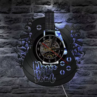 12  Guitar Vinyl Record Wall Clock W/ LED Light Wall Clock Home Art Wall Decor • $21.03