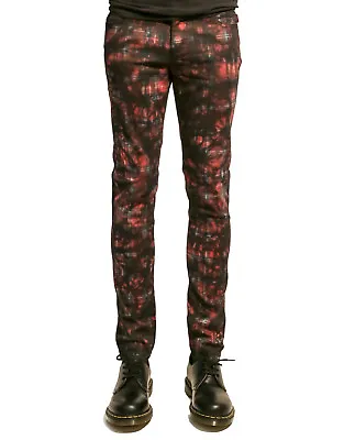 Tripp Punk Rock Star Gothic Red Tartan Plaid Vintage Dyed Rocker Jean Is7374d • $76.99