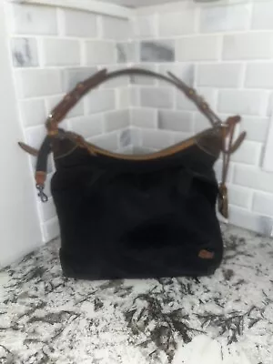 Dooney And Bourke Erica Black Nylon Leather Shoulder Handbag Hobo Bag Handbag • $46