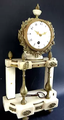 Antique Louis XVI Style Marble Portico Clock Old Clock Marble Bronze Clock • $251.94