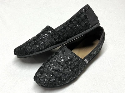 $13.20 • Buy Toms Classic Slip On Black Sequins Women’s Size 10