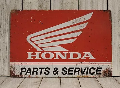 Honda Tin Metal Sign Rustic Vintage Parts & Service Motorcycle Sales Biker Yz • $10.77