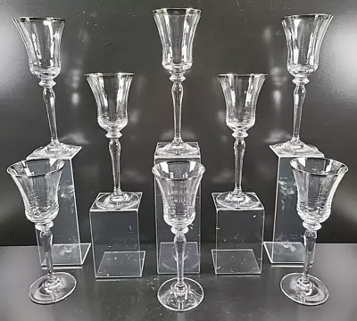 8 Mikasa Jamestown Clear Platinum Trim Wine Glass Set Elegant Optic Stemware Lot • $139.67