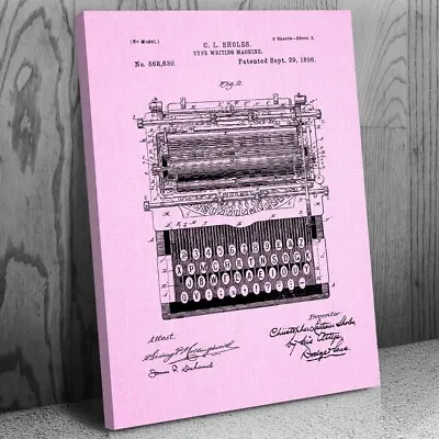 Typewriter Patent Canvas Print Writer Gift Journalist Gift Typewriter Blueprint • $79.95