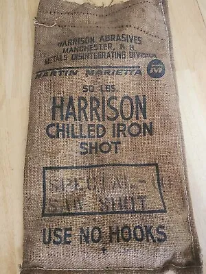 Vintage Burlap Bag Advertising Harrison Abrasives  Manchester NH • $5