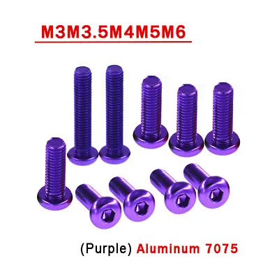 Aluminum Alloy M3 M3.5 M4 M5 M6 Button Head Allen Bolts Hex Socket Screws Purple • $3.59